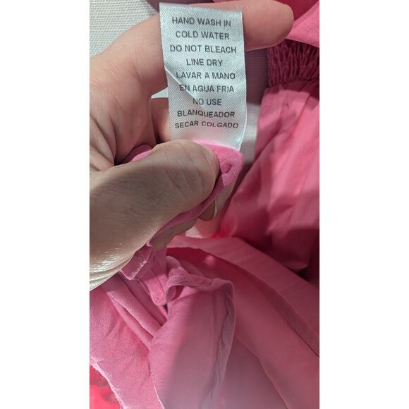 Entro Womens Pink Puff Sleeve Tiered‎ Mini Dress M Pink Smocked Bodice Coquette - Picture 6 of 8